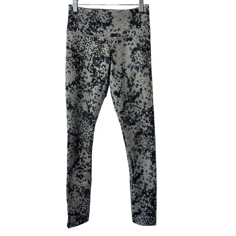 Adidas TechFit Medium Compression Climalite Gray & Black Print Leggings XS 4-6